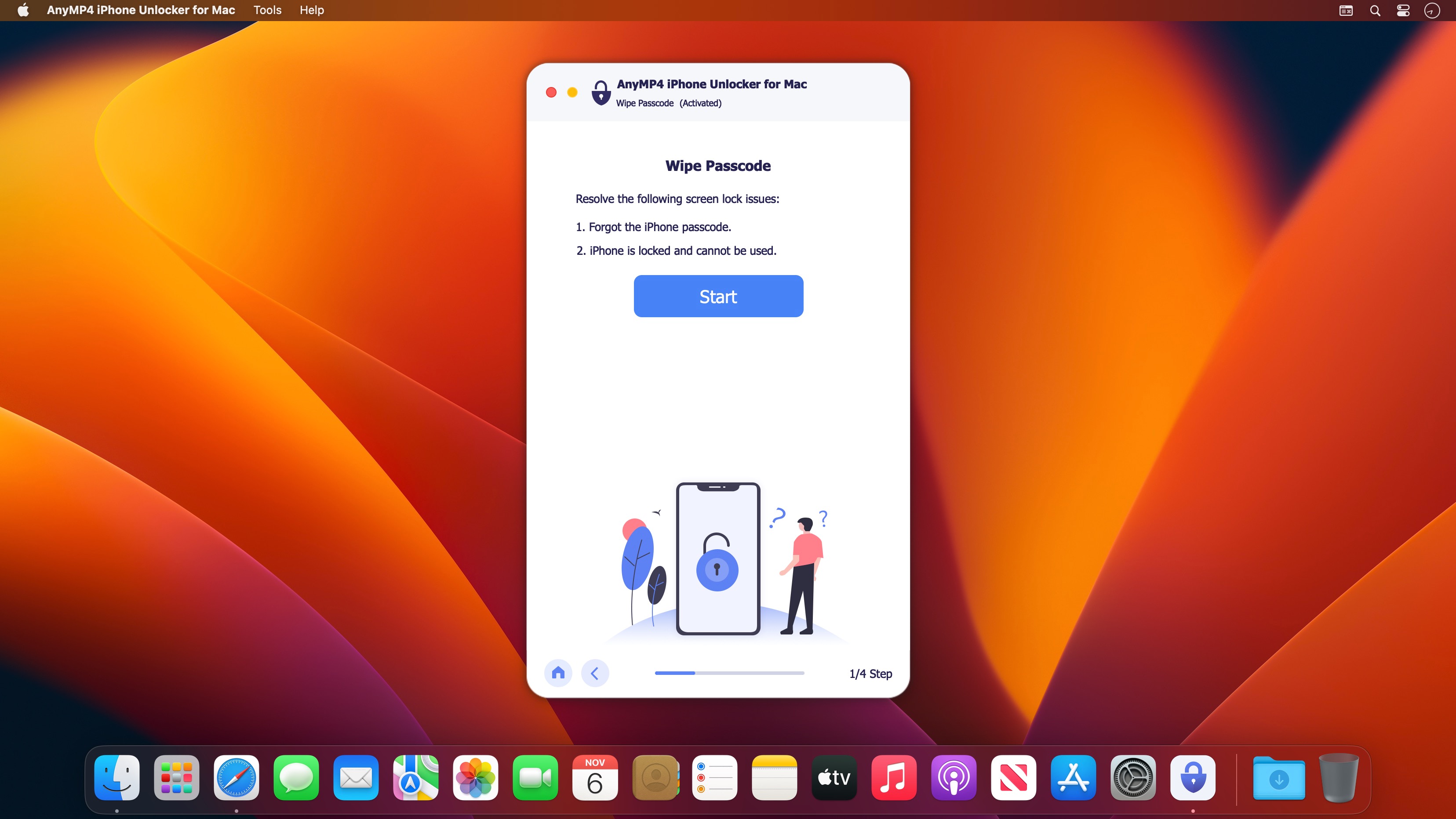 AnyMP4 iPhone Unlocker 1.3.62 for Mac screenshot