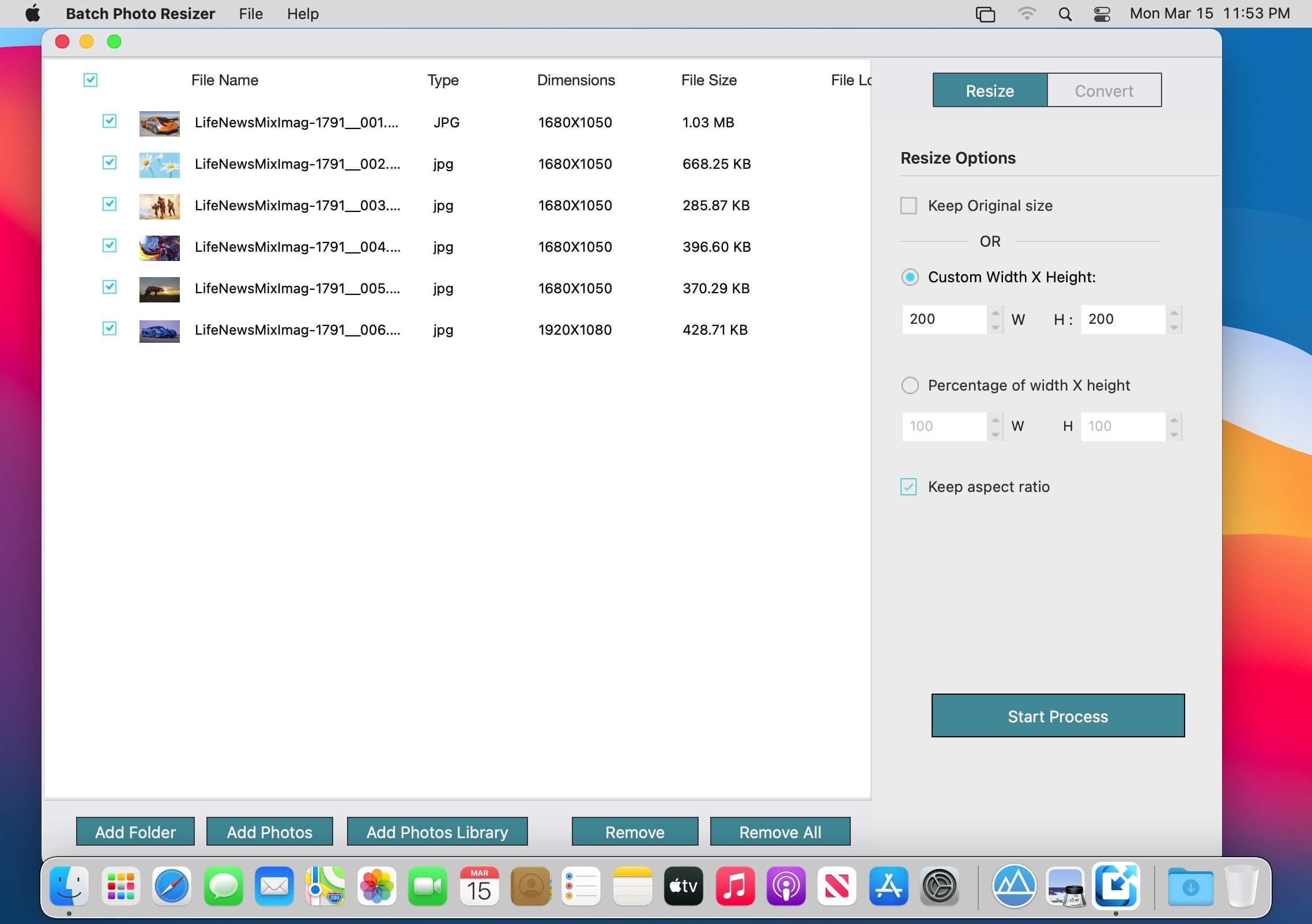 Batch Photo Resizer 3.1 for Mac screenshot