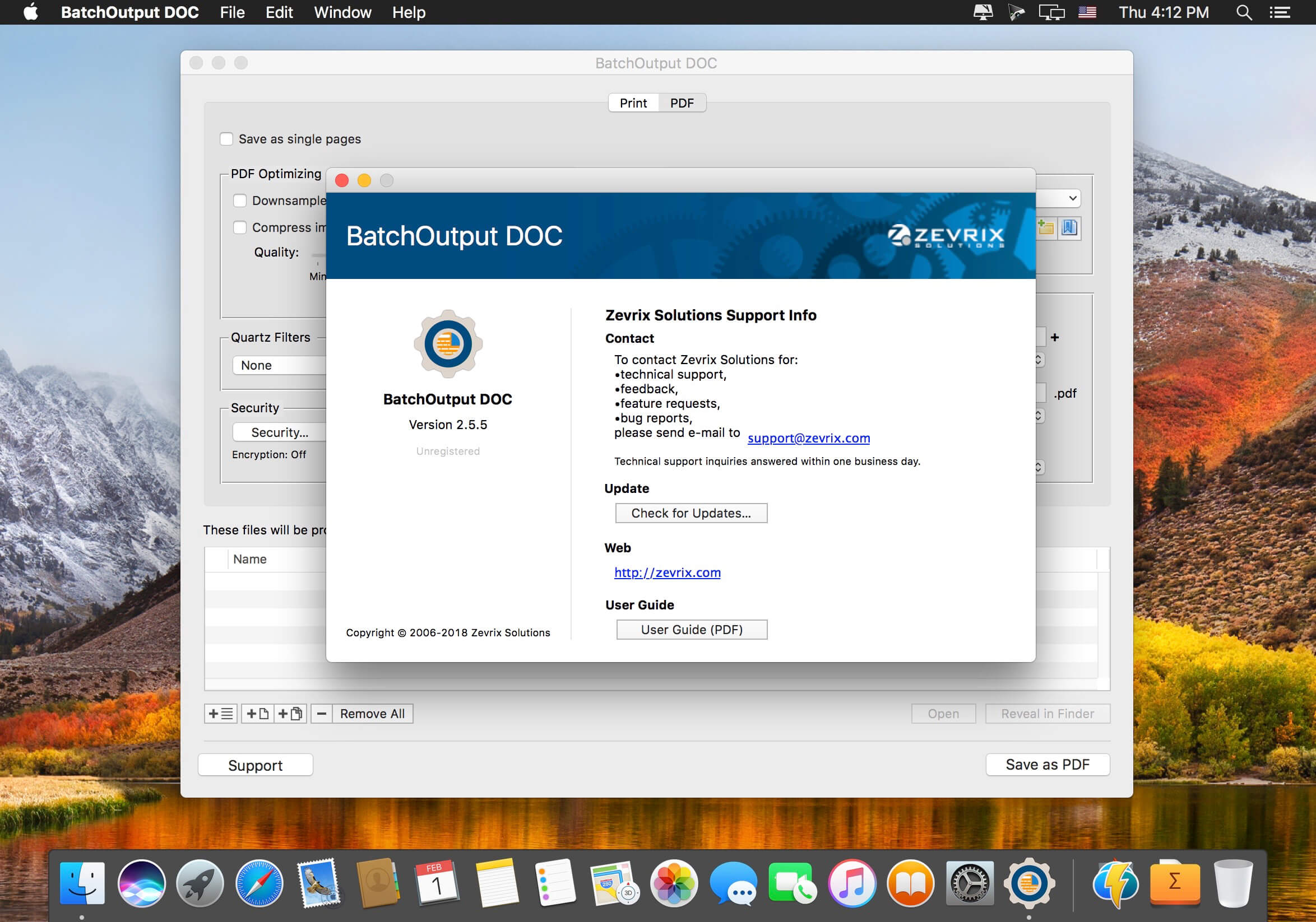 BatchOutput DOC 2.5.19 for Mac screenshot