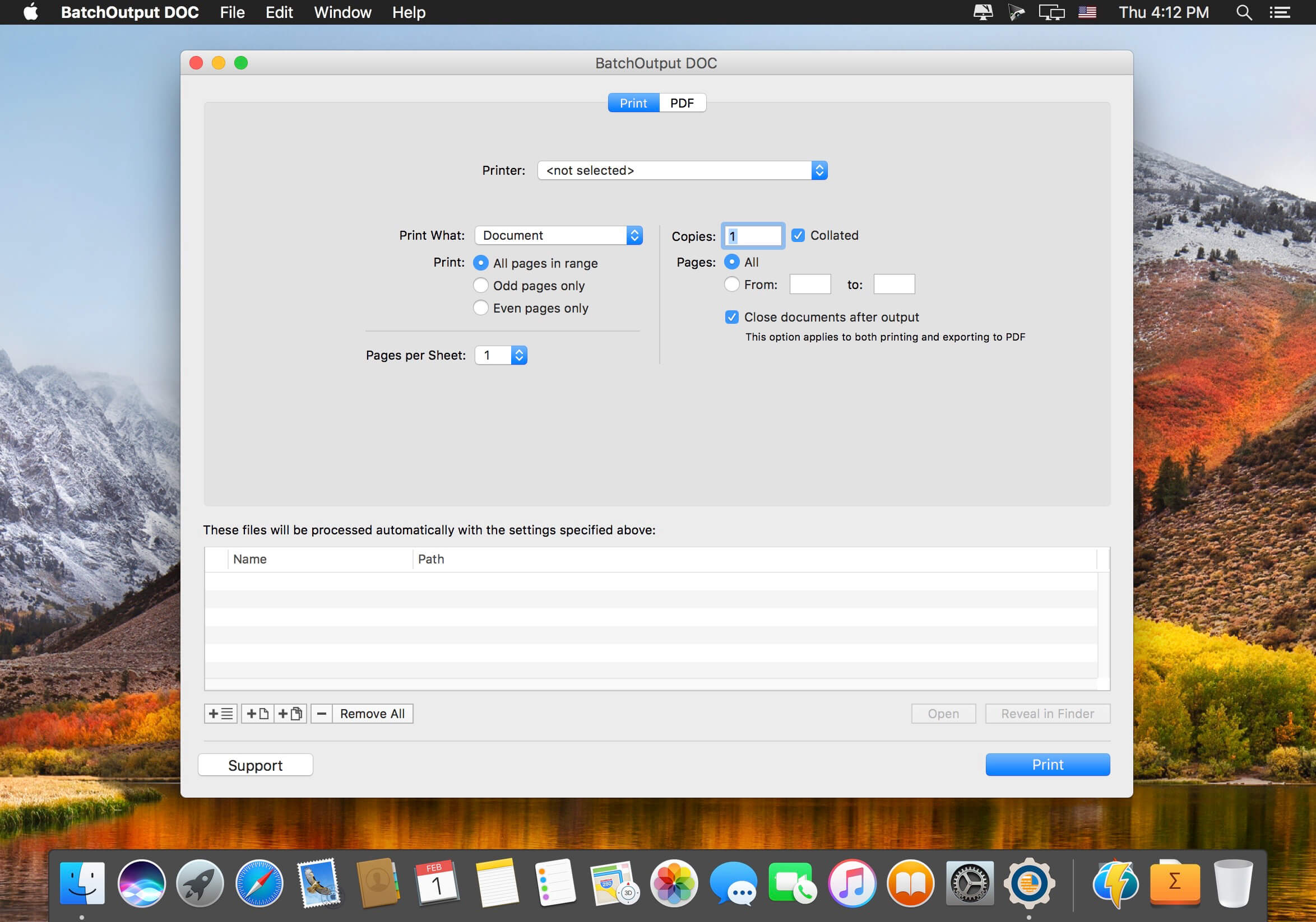 BatchOutput DOC 2.6.3 for Mac screenshot