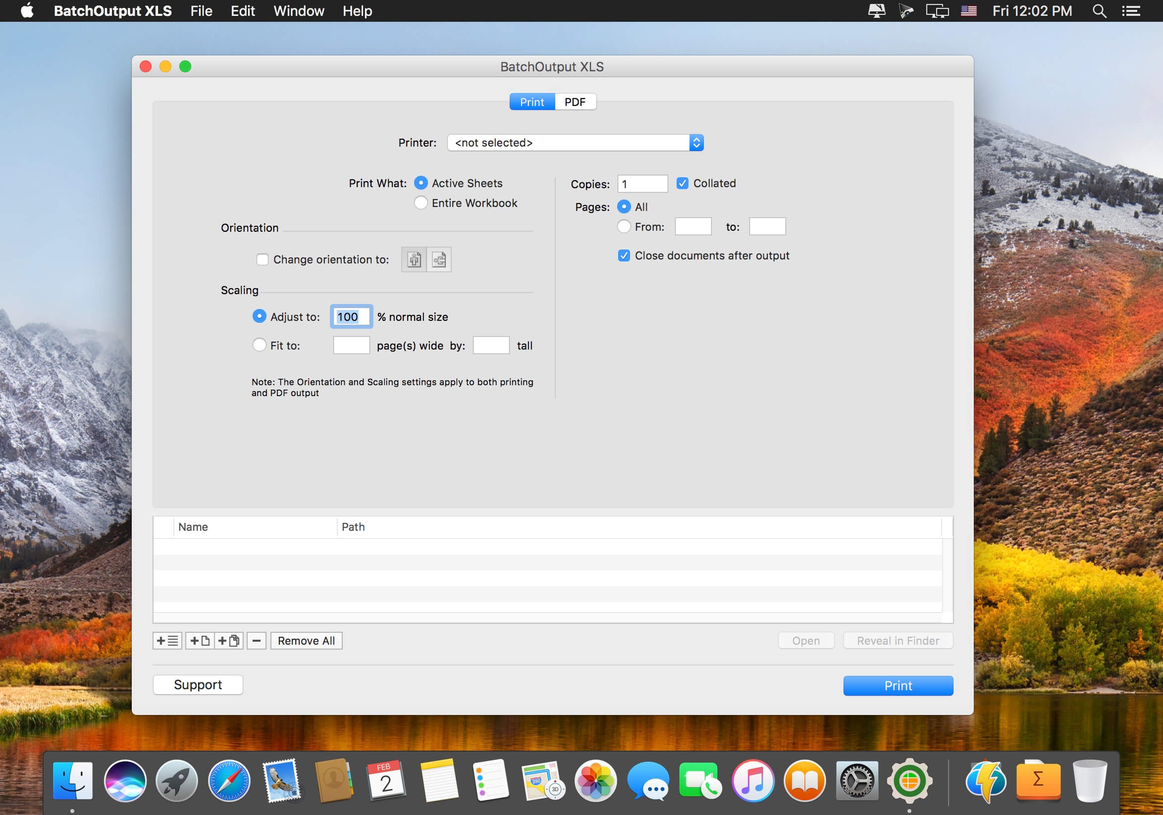 BatchOutput XLS 2.5.13 for Mac screenshot