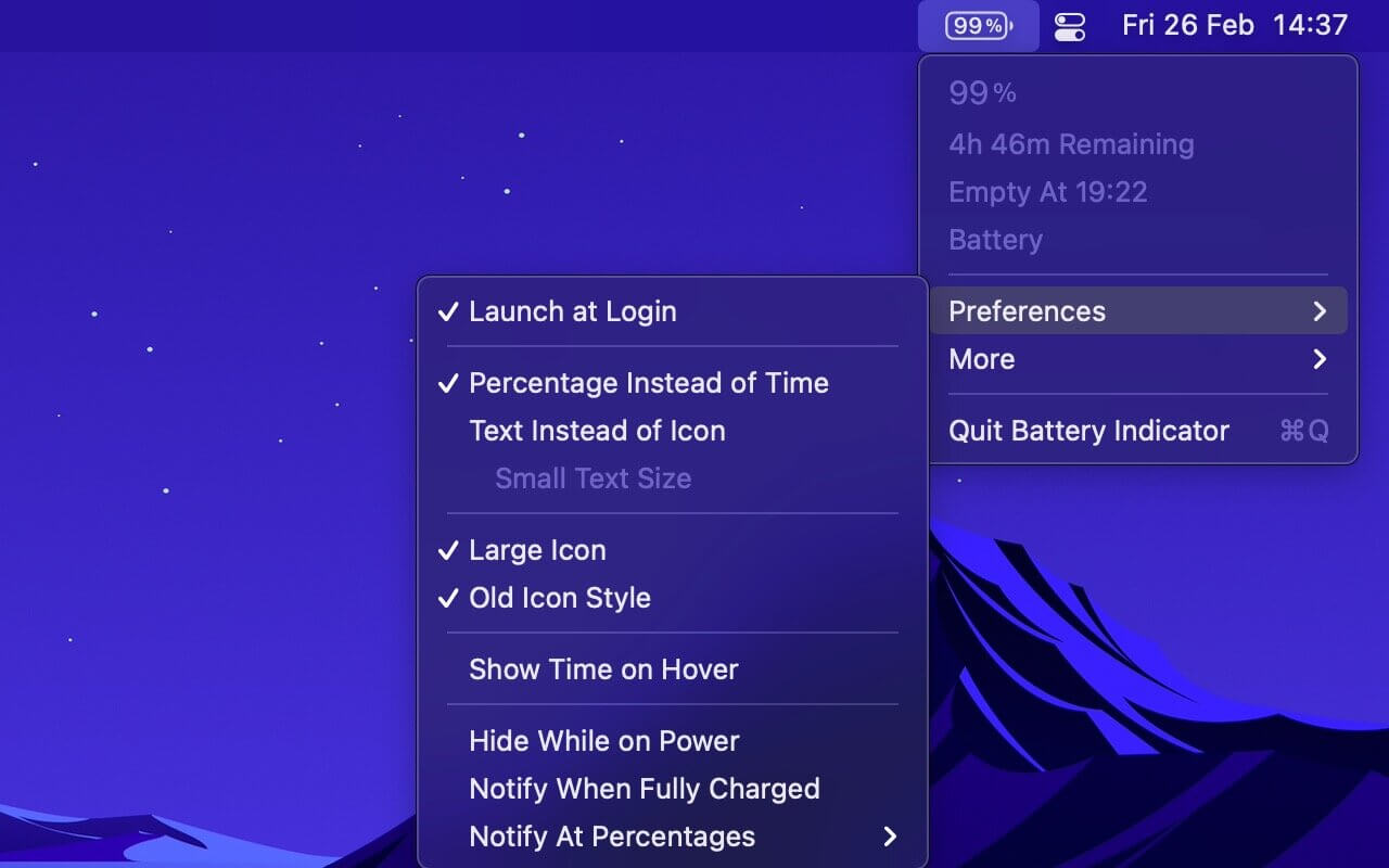 Battery Indicator 2.20.0 for Mac screenshot