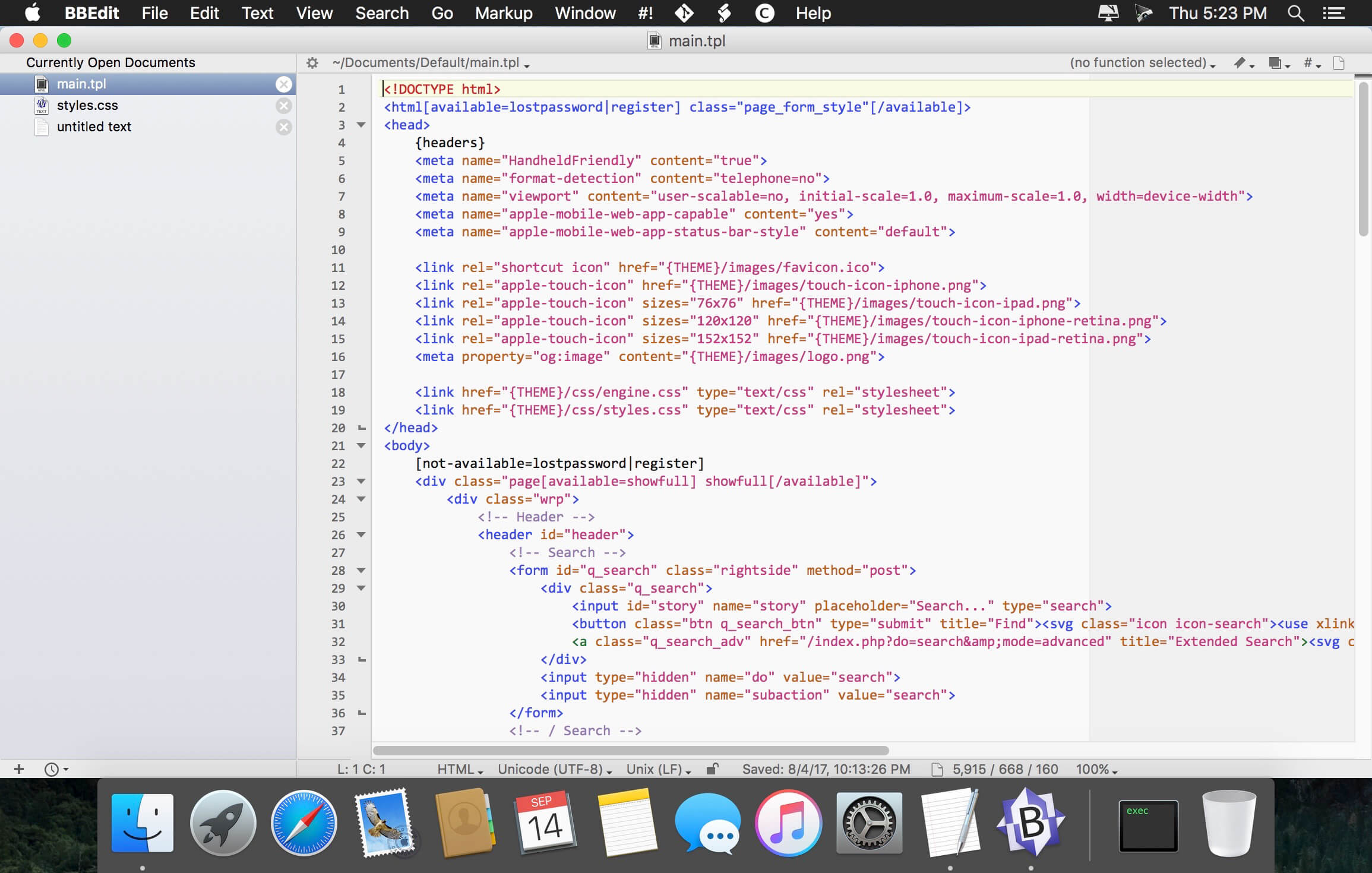 BBEdit 15.1.3 for Mac screenshot