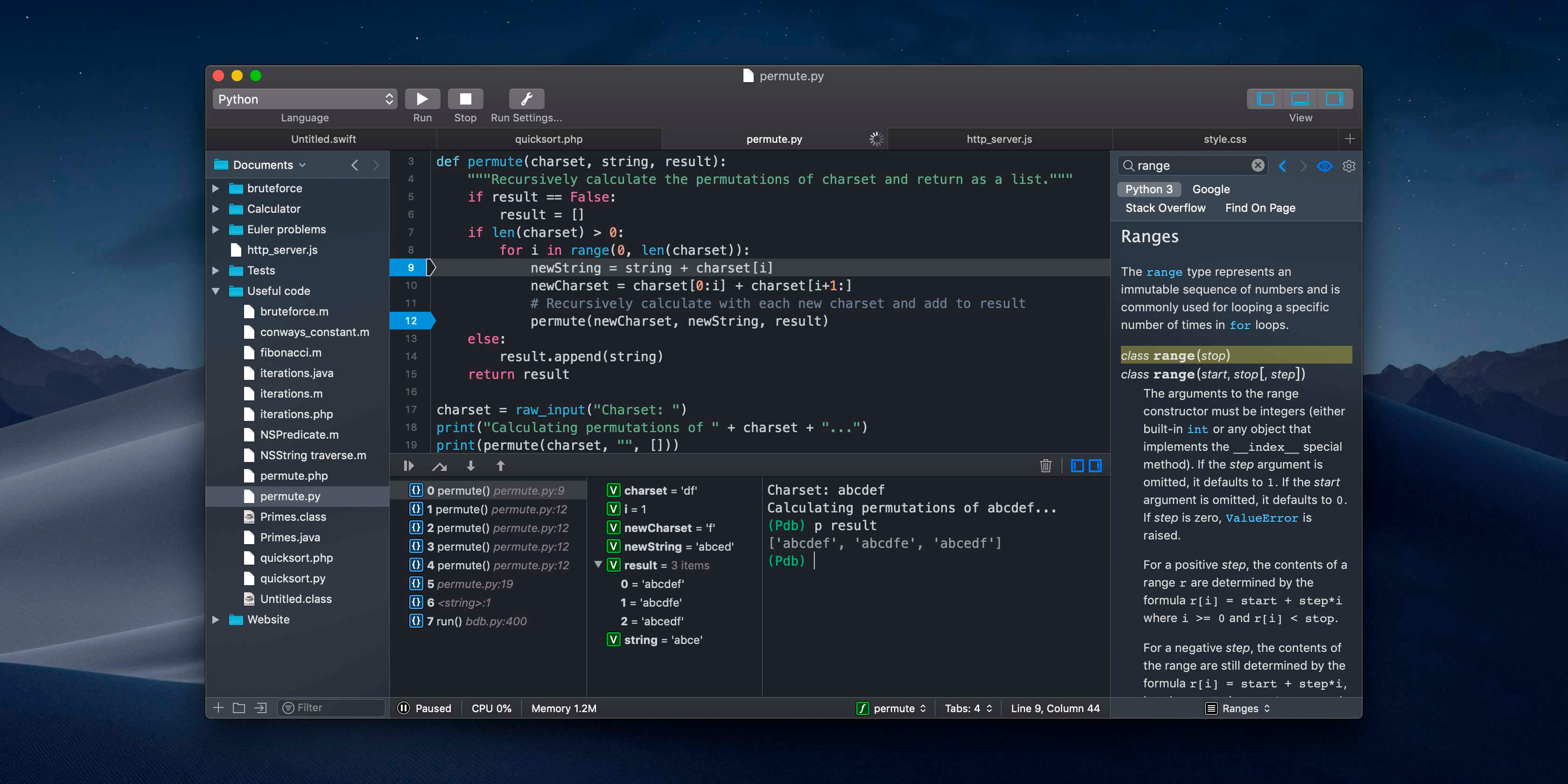 CodeRunner 4.4.1 for Mac screenshot