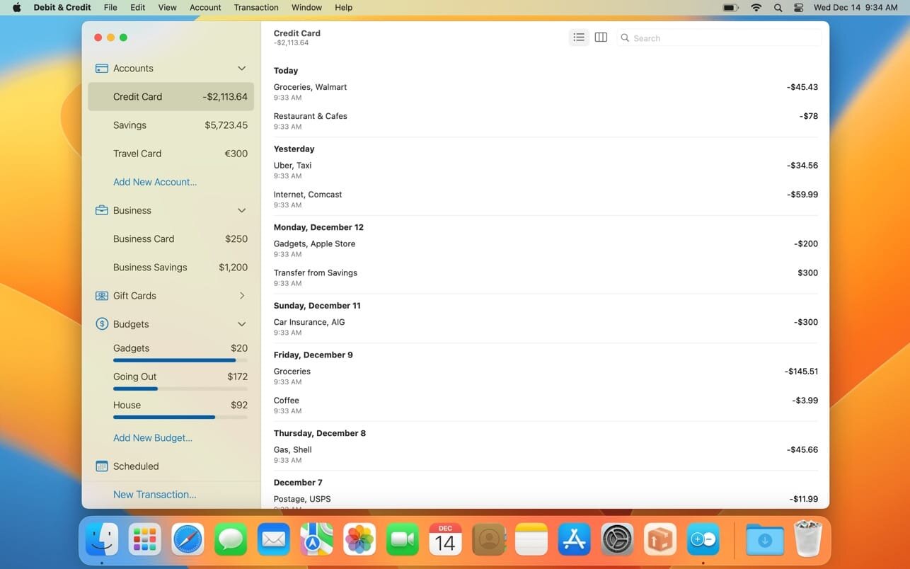 Debit & Credit Premium 7.0.0 for Mac screenshot