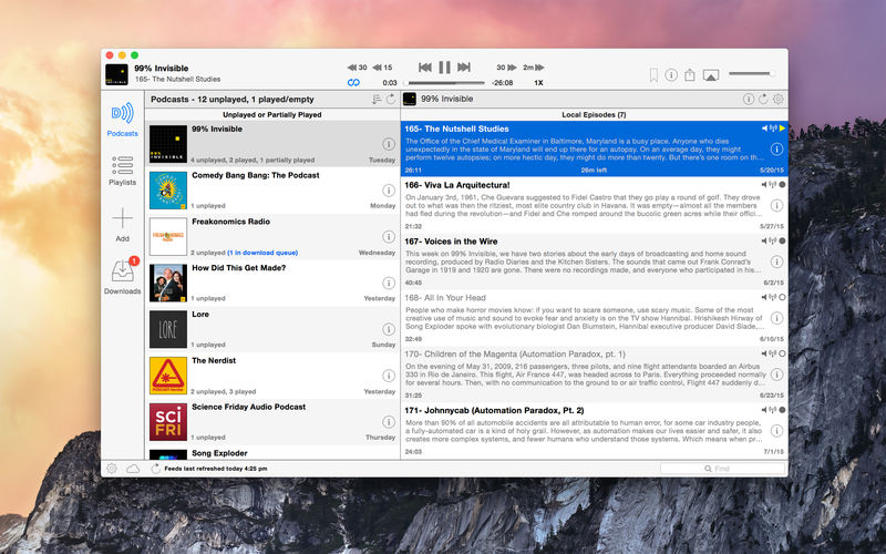 Downcast 2.11.33 for Mac screenshot