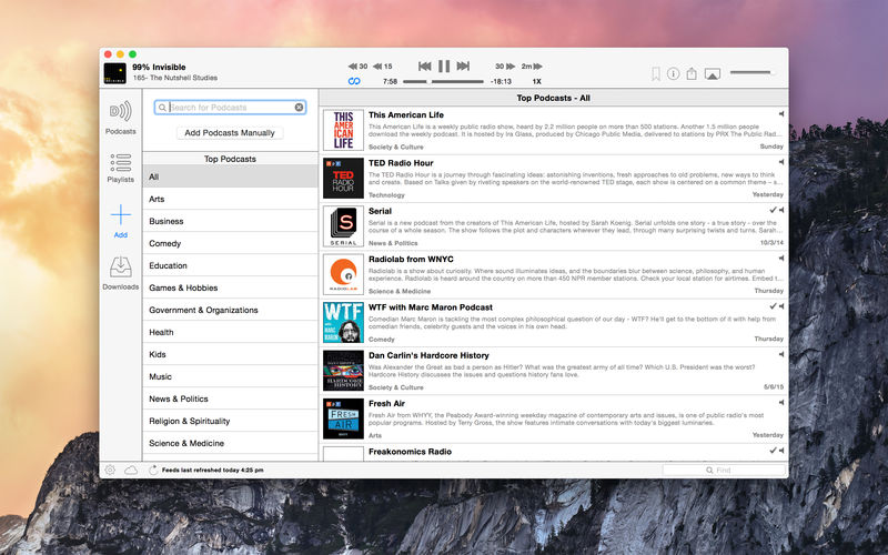 Downcast 2.11.33 for Mac screenshot