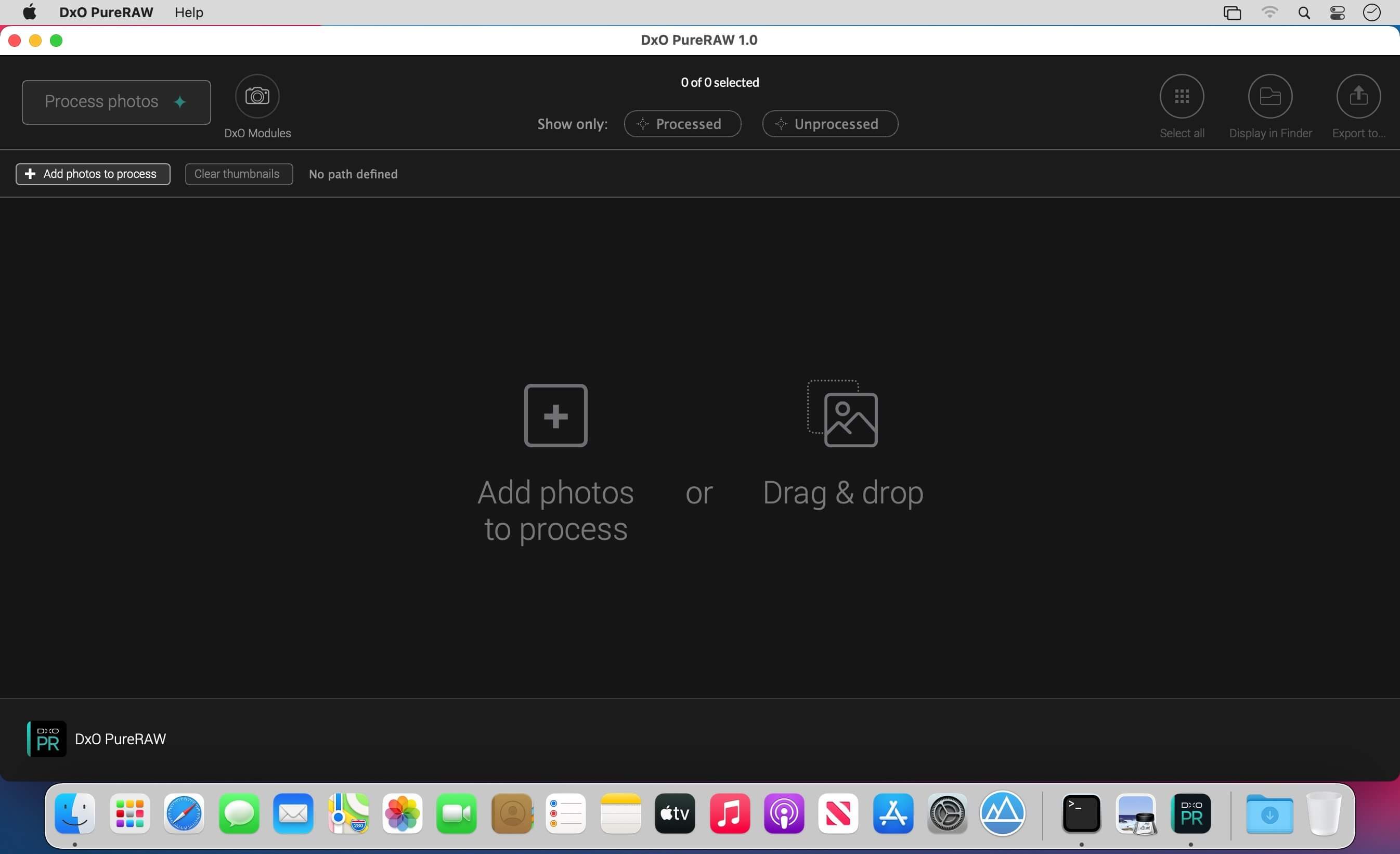 DxO PureRAW 1.1.0.221 for Mac screenshot