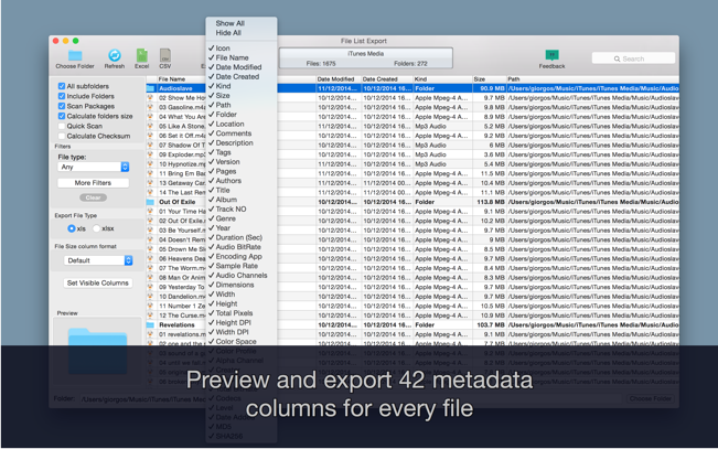 File List Export 2.9.2 for Mac screenshot