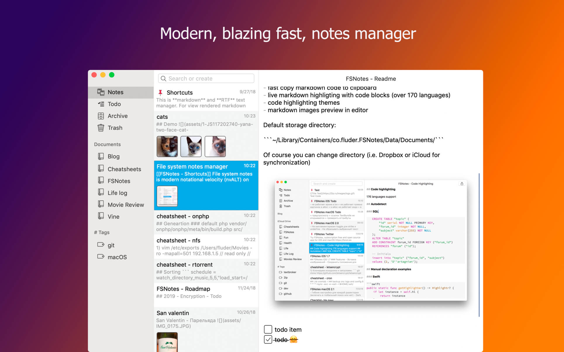 FSNotes 6.7.1 for Mac screenshot
