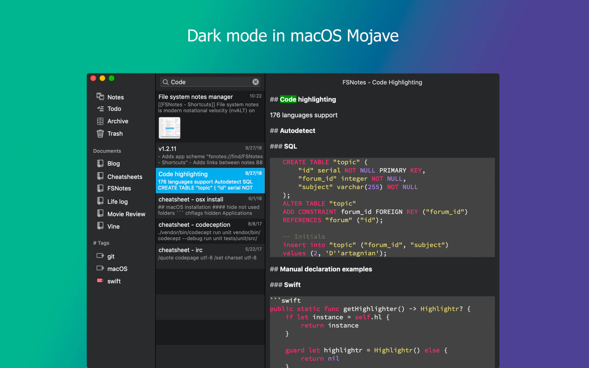 FSNotes 6.9.5 for Mac screenshot