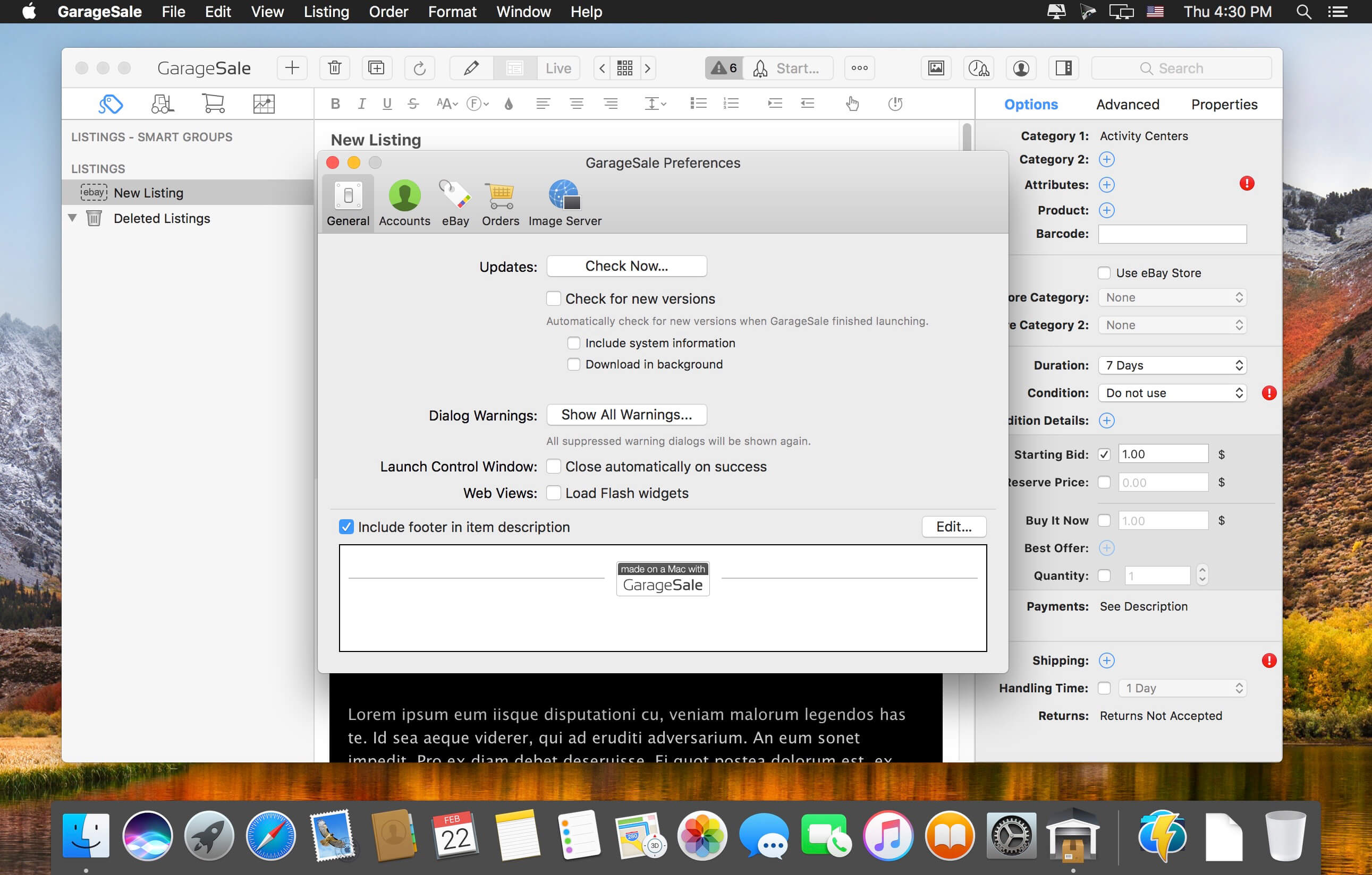 GarageSale 9.7.2 for Mac screenshot