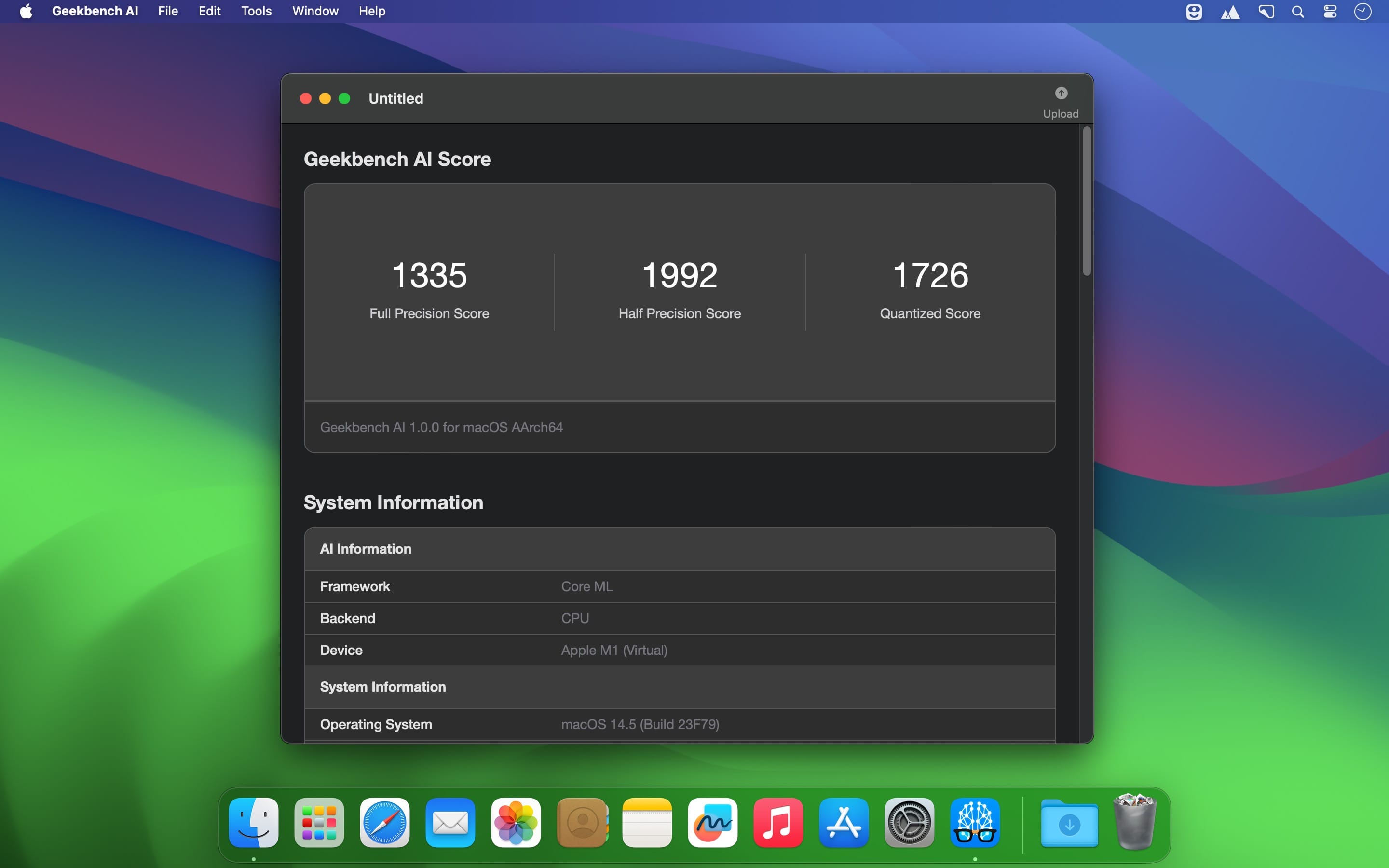 Geekbench AI 1.3.0 for Mac screenshot