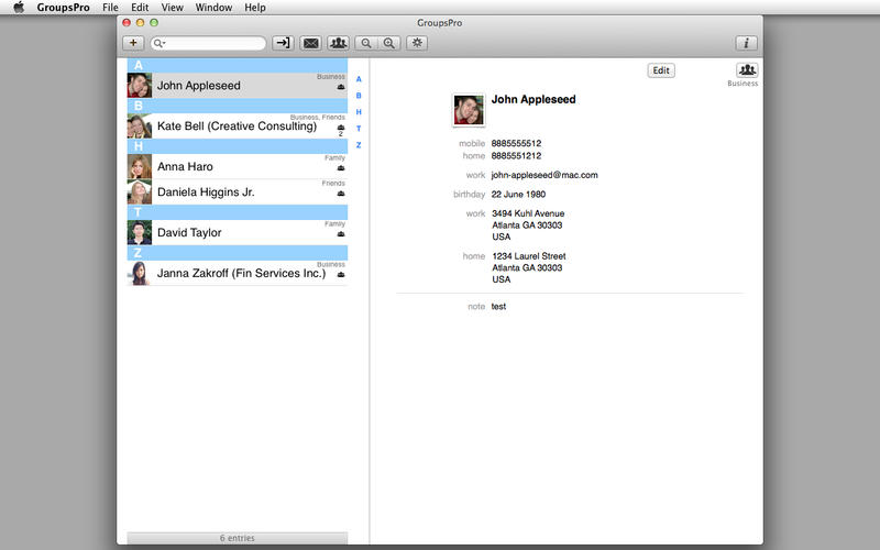 GroupsPro 5.5.2 for Mac screenshot