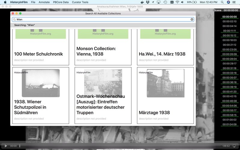 HistoryInFilm 1.6 for Mac screenshot