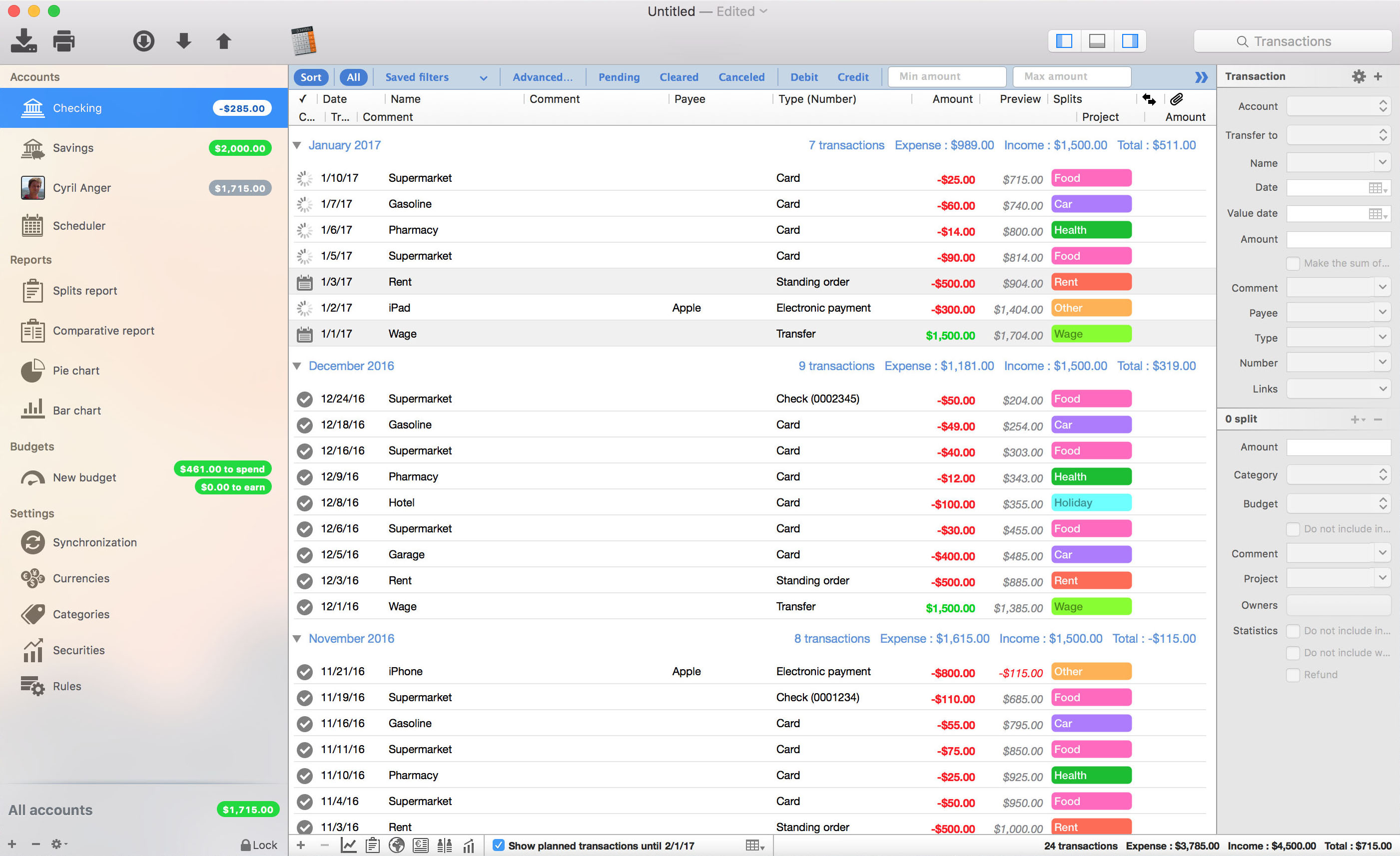 iCompta 6.1.19 for Mac screenshot
