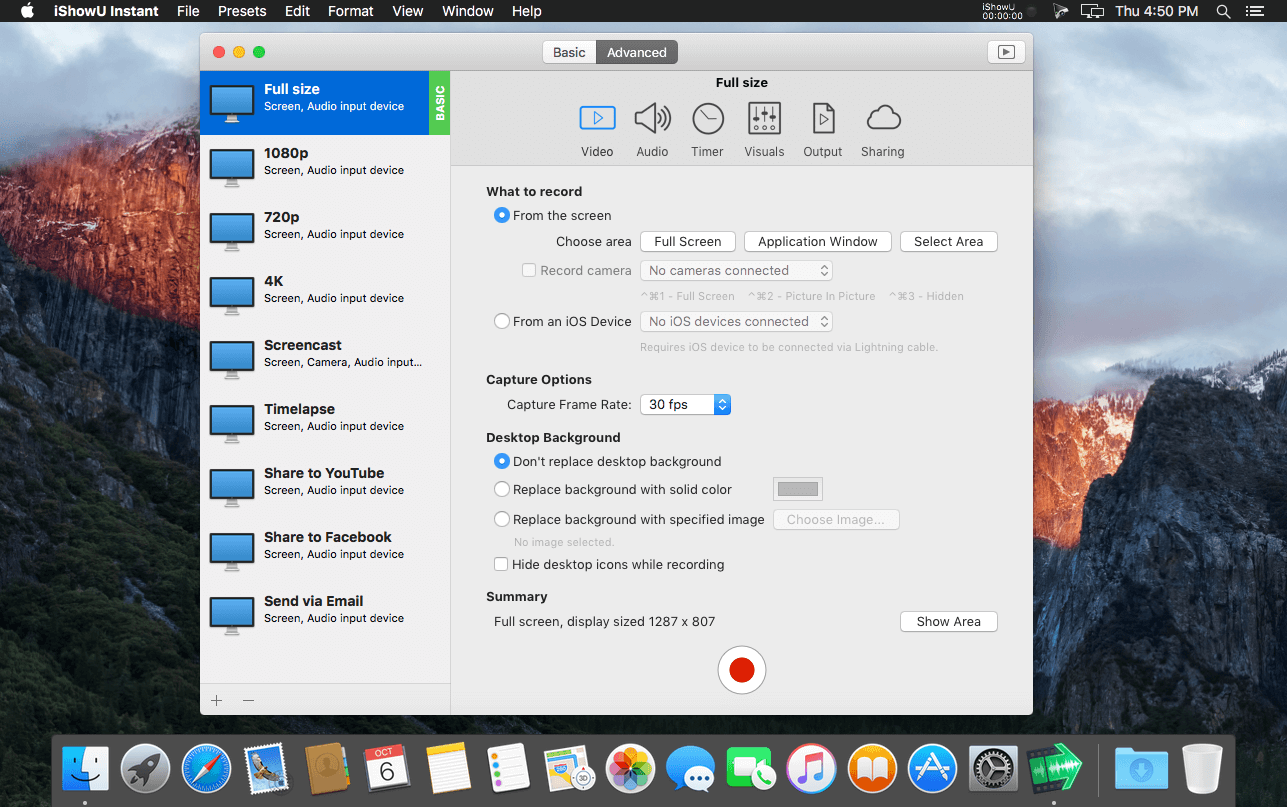 iShowU Instant Advanced 1.4.20 for Mac screenshot