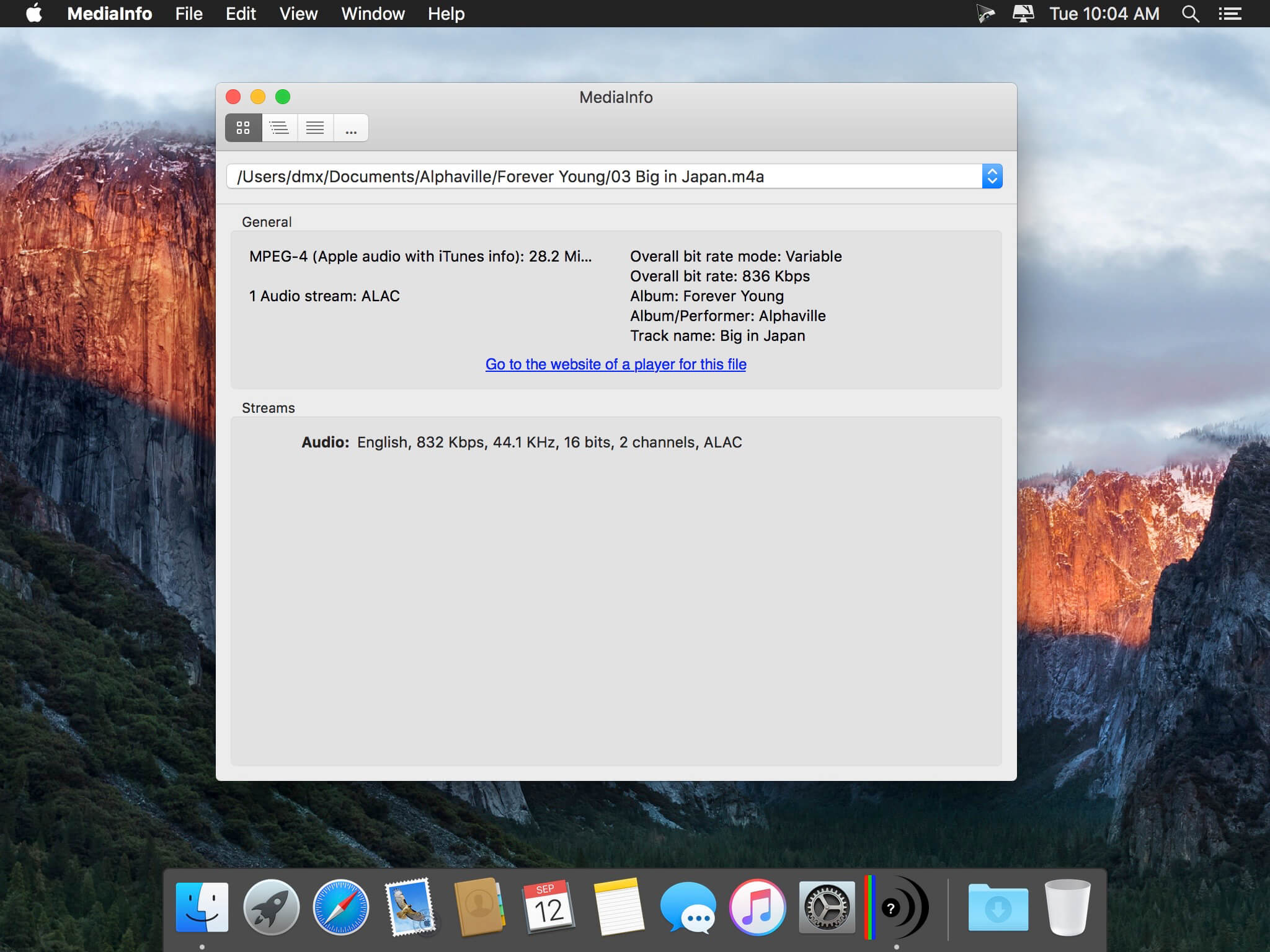 MediaInfo 24.05 for Mac screenshot