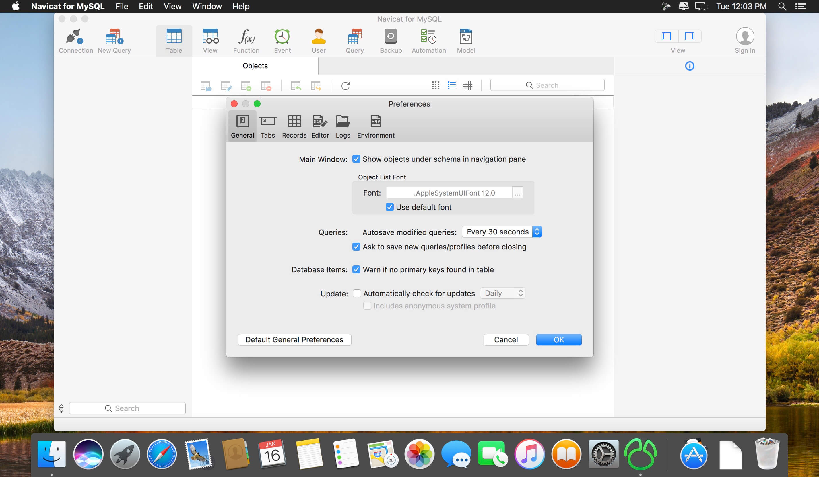 Navicat for MySQL 17.1.9 for Mac screenshot
