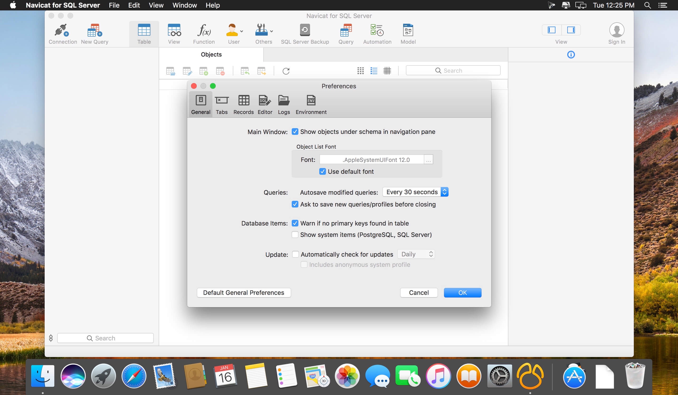 Navicat for SQL Server 17.1.6 for Mac screenshot