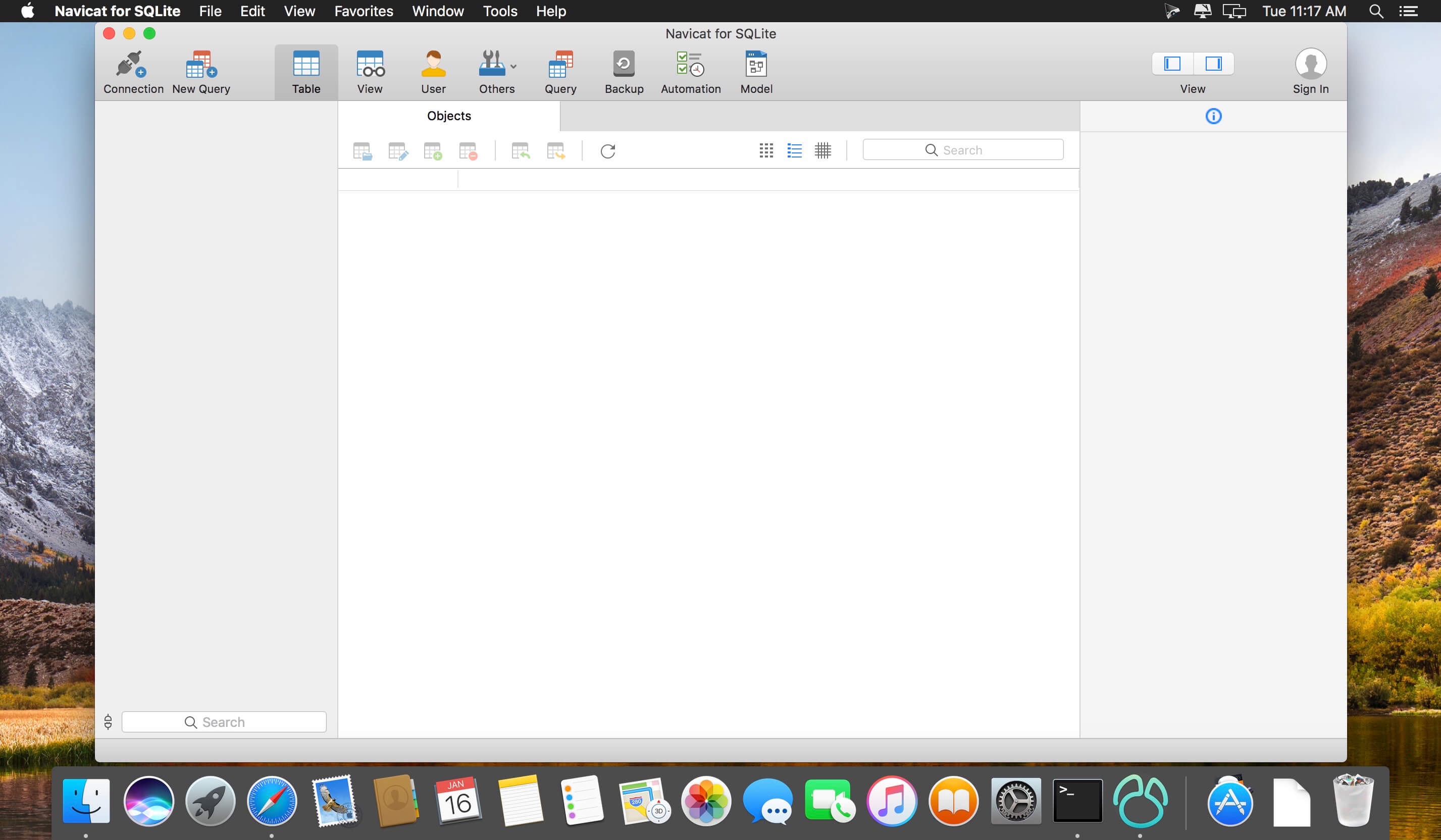 Navicat for SQLite 17.1.9 for Mac screenshot