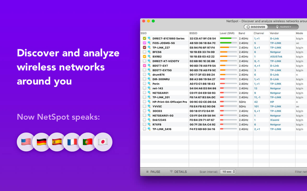 NetSpot PRO – Wi-Fi Reporter 2.13.1009 for Mac screenshot