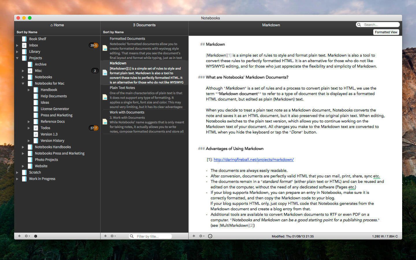 Notebooks 3.7.3 for Mac screenshot