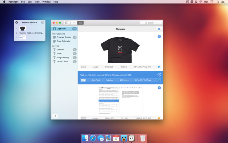 Pastebot 2.4.7 for Mac screenshot