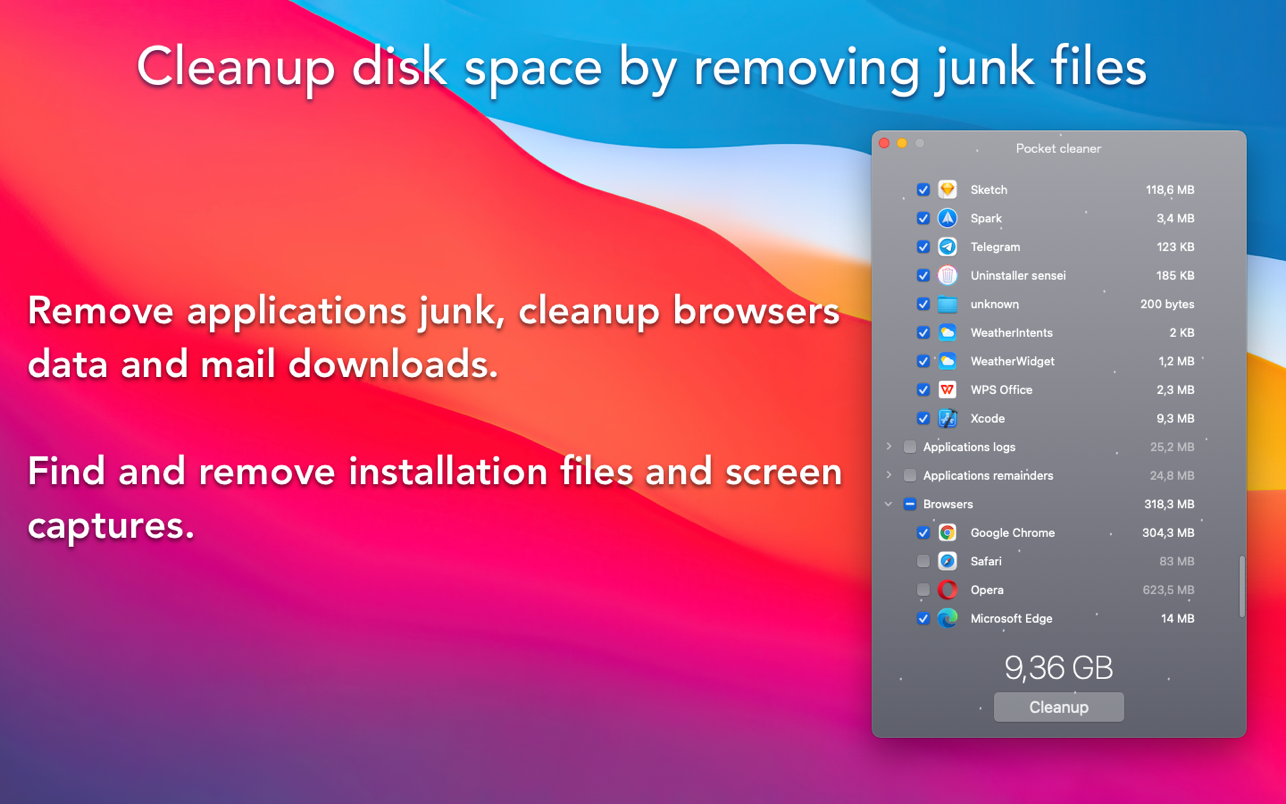 Pocket cleaner Pro 1.5.6 for Mac screenshot