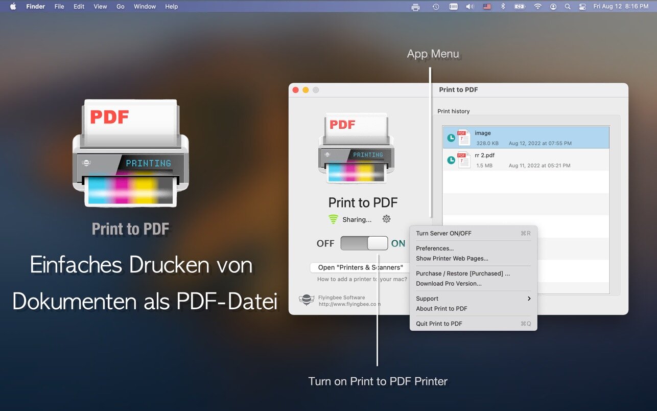 Print to PDF Pro 5.6.5 for Mac screenshot