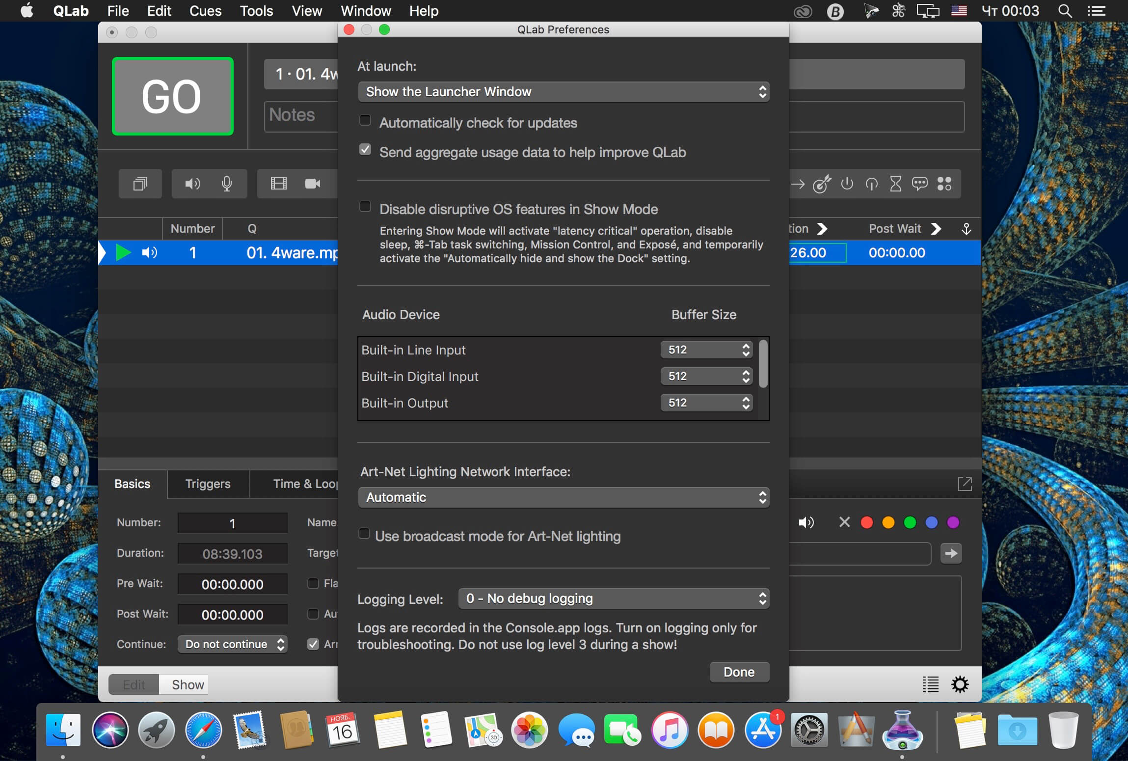 QLab Pro 5.5.2 for Mac screenshot