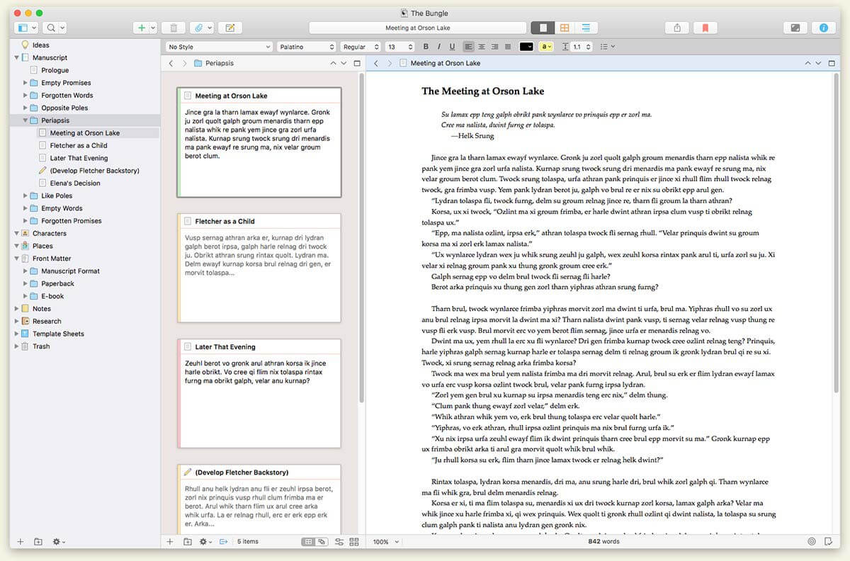 Scrivener 3.5.0 for Mac screenshot