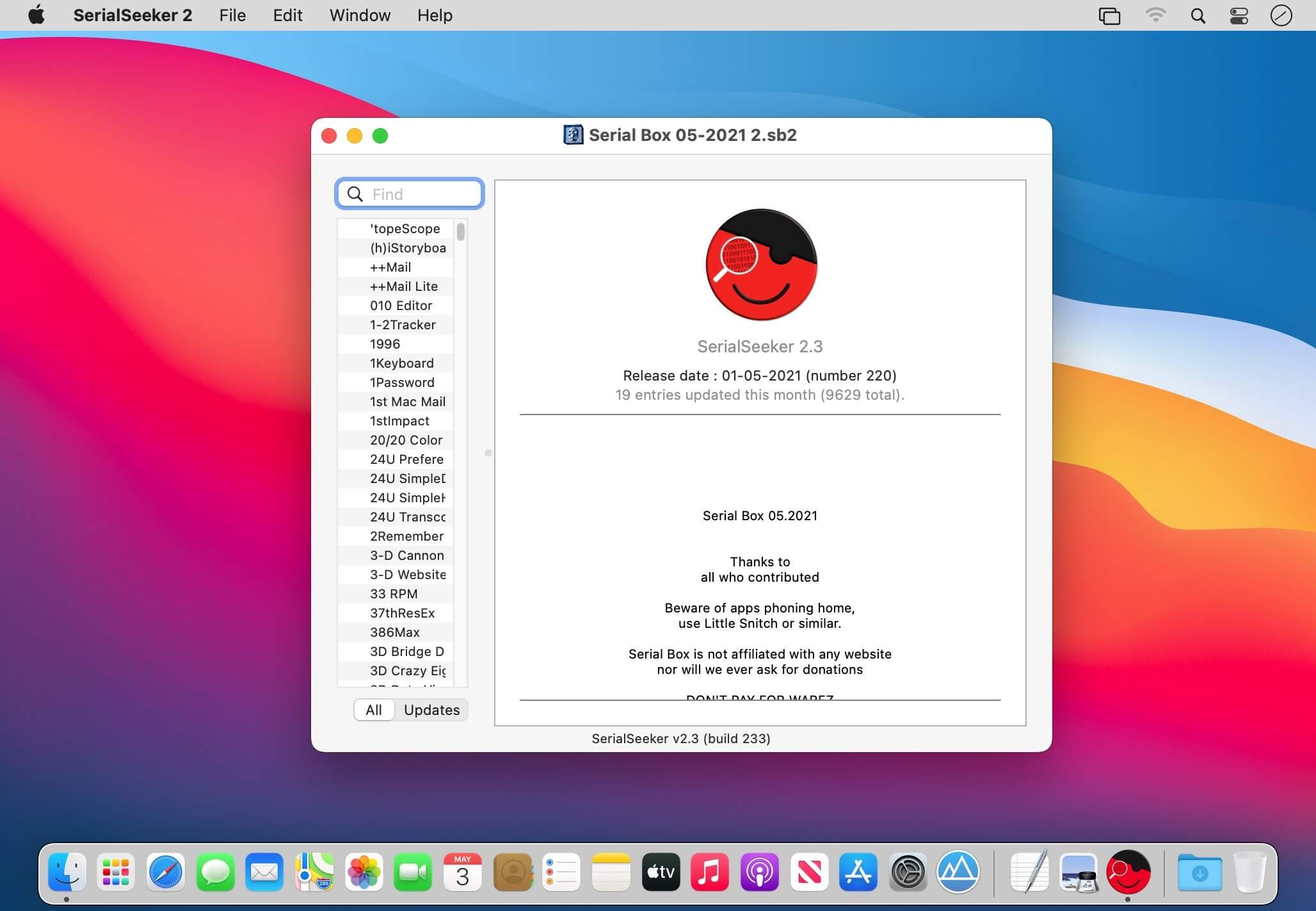 Serial Box 01.2025 for Mac screenshot