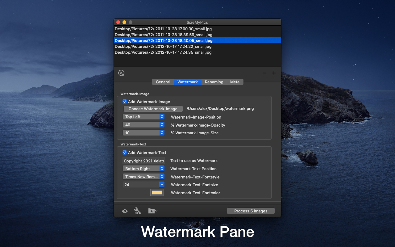 SizeMyPics 1.8.1 for Mac screenshot