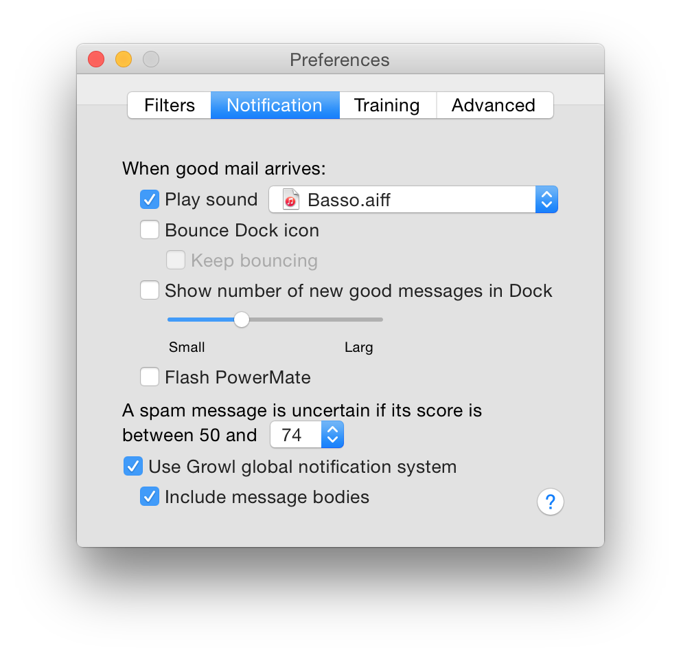 SpamSieve 3.1.1 for Mac screenshot
