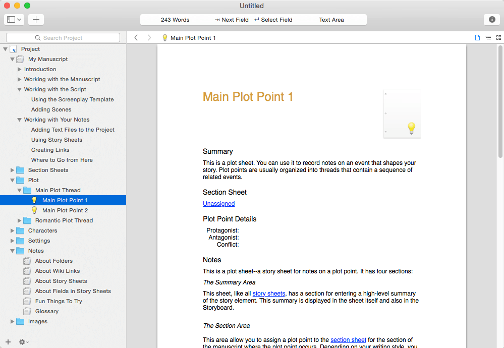 Storyist 4.3.8 for Mac screenshot