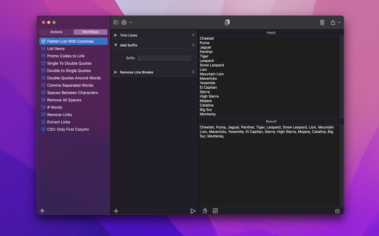 Text Workflow 2.2.0 for Mac screenshot