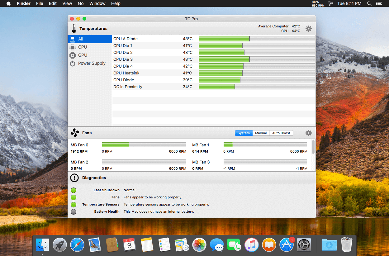 TG Pro (Temperature Gauge Pro) v2.97 for Mac screenshot