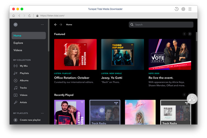 TunePat Tidal Media Downloader 1.0.0 for Mac screenshot