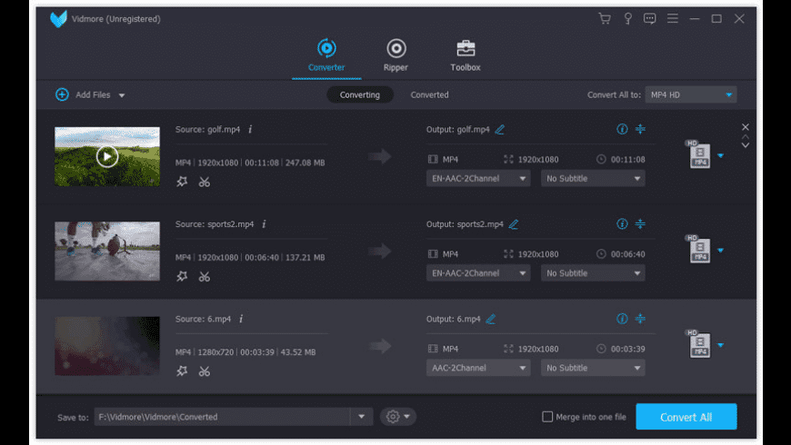 Vidmore Video Converter 2.1.12 for Mac screenshot
