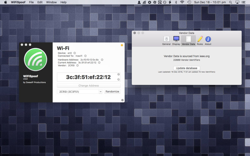 WiFiSpoof 3.6.4 for Mac screenshot