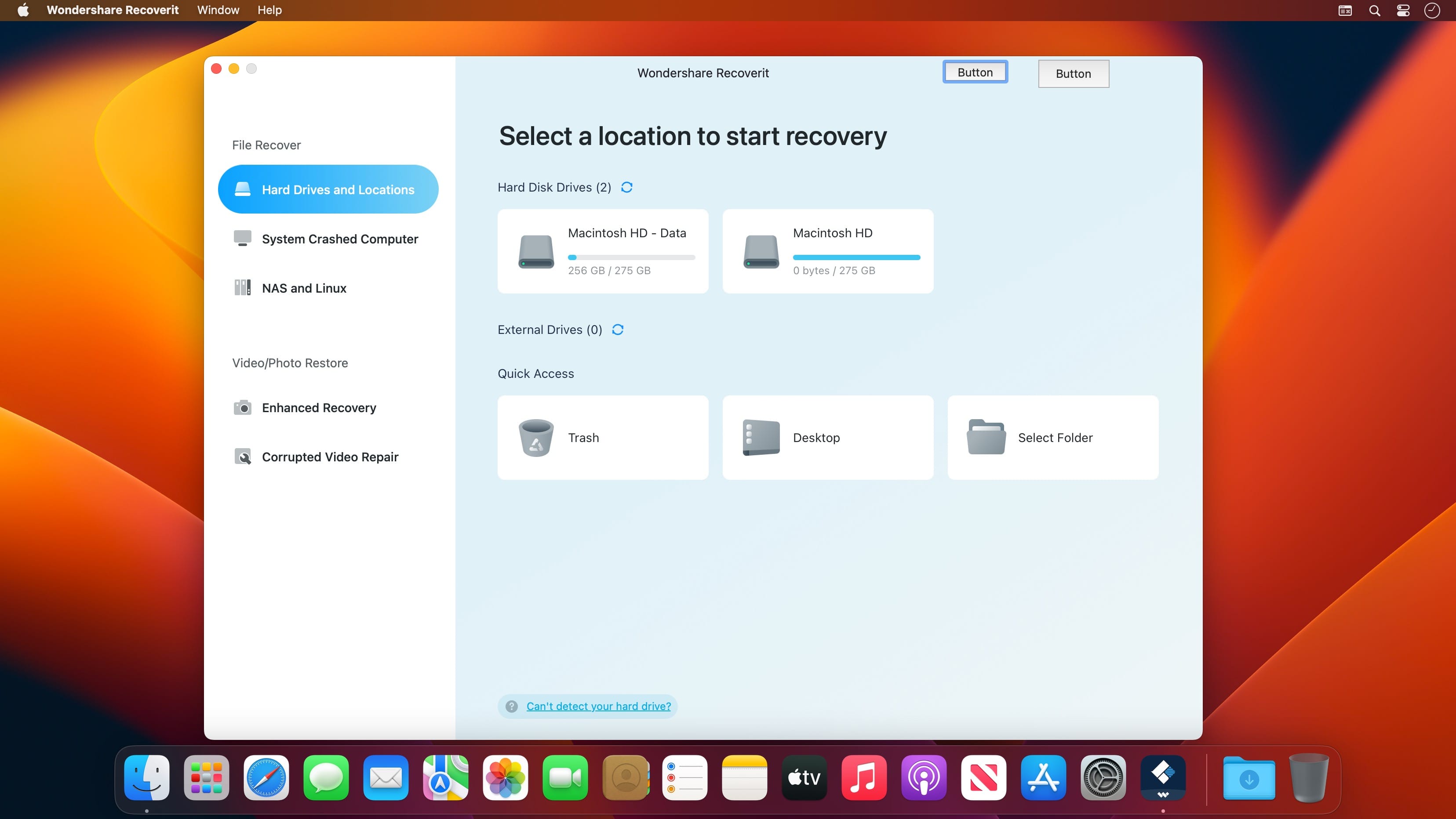 Wondershare Recoverit 13.5.10.20 for Mac screenshot