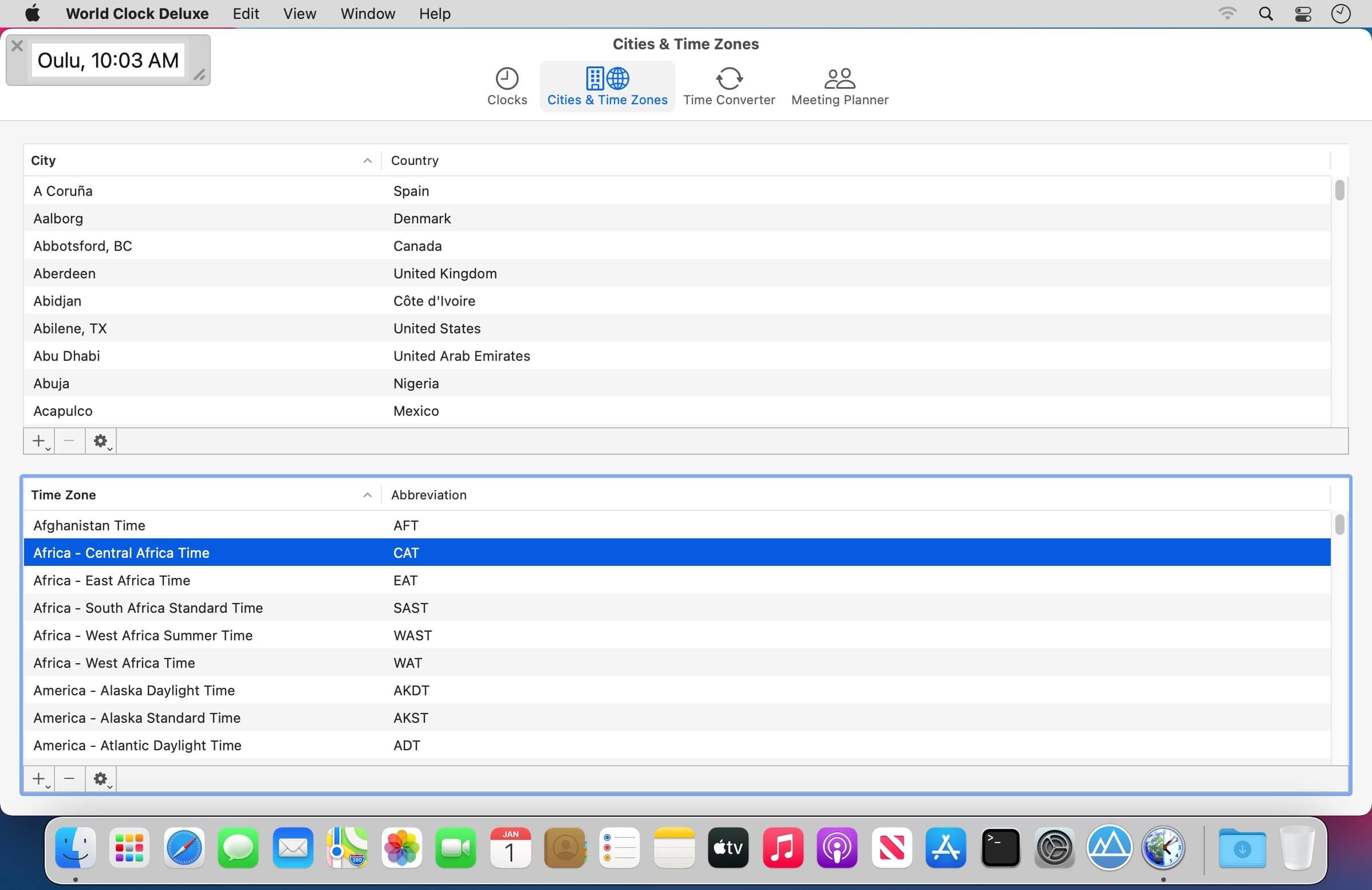 World Clock Deluxe 4.17.1.2 for Mac screenshot